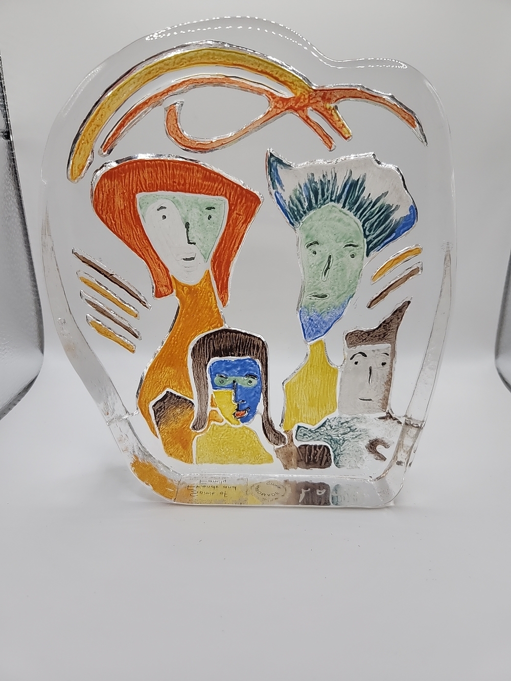 Abstract Family Glass Art Sculpture Matt Lamb "Sprit of friends and family